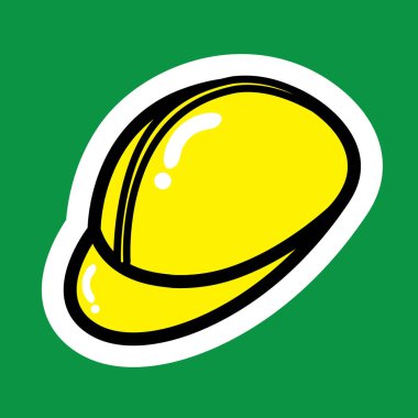 Mavi arkaplanda sarı miğferin vektör çizimi