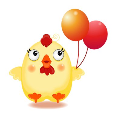 Beyaz arka planda sevimli çizgi film tavuğu