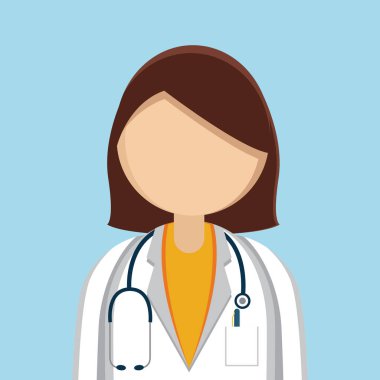 Kadın doktor ikonu tarafından temsil edilen doktor konsepti. izole ve düz illüstrasyon