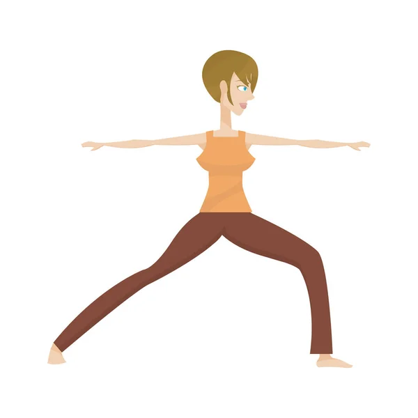 Ragazza Che Pratica Yoga Colore Vettoriale Illustrazione — Vettoriale Stock