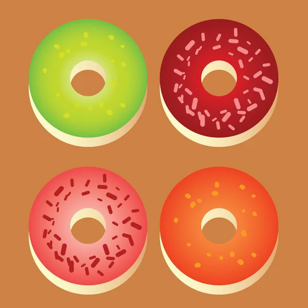 具有不同顶盖的甜甜圈的向量图 — 图库矢量图片