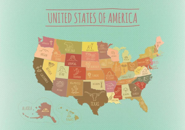 Ilustração Vetorial Colorida Para Tema Americano Com Símbolos Nacionais — Vetor de Stock