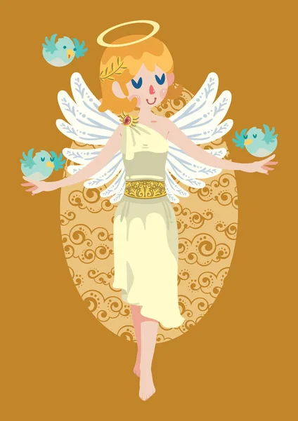 Ángel Con Alas Arco — Vector de stock