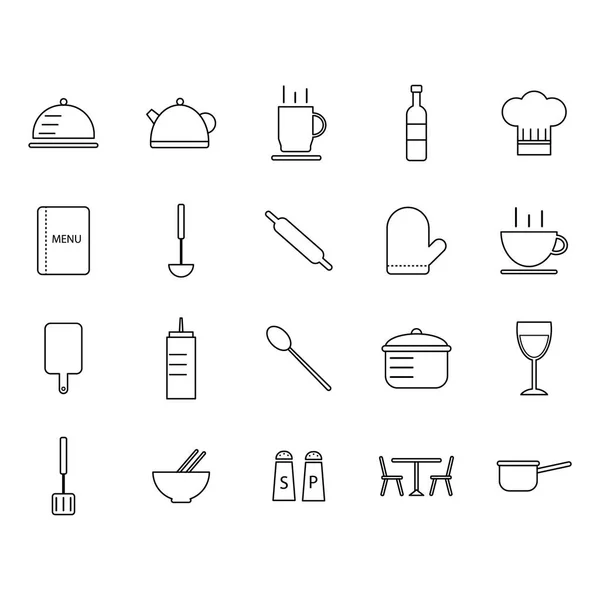 Ilustración Vectorial Los Iconos Alimentos Cocina — Vector de stock