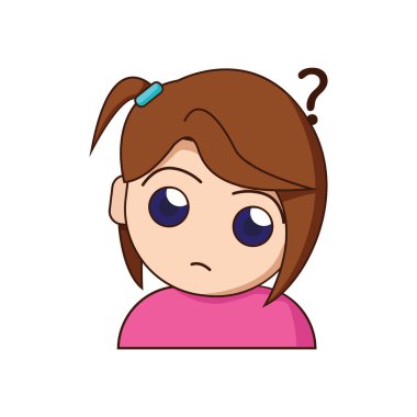 Sevimli kız avatar simgesi, vektör illüstrasyonu