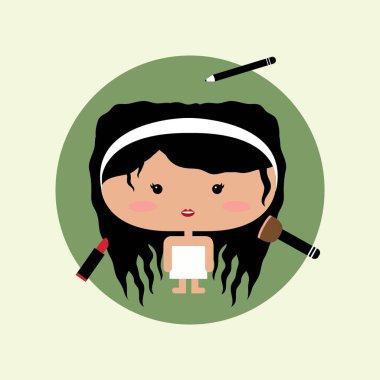 Çizgi film kızı, vektör illüstrasyonu, simge ögesi arkaplanı