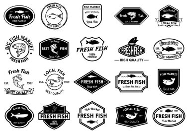 taze balık etiketi vektör illüstrasyonu 