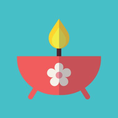 Basit simge vektör illüstrasyonu, saksıdaki mum