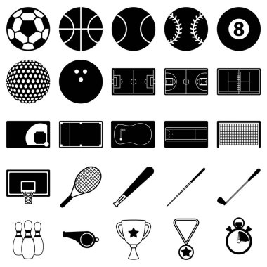 Spor simgeleri ve vektör illüstrasyonlu basit biçimlendirilmiş pankart