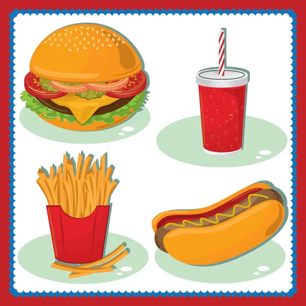Simple Stylized Banner Junk Food Icon Vector Illustration — Stock Vector