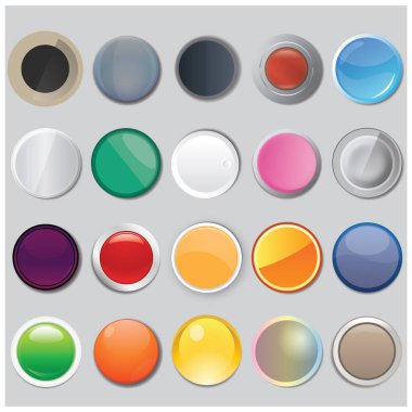  düğme simgesi, vektör çizimi 