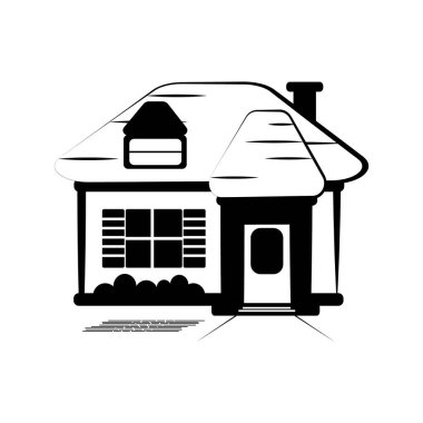 Ev ve vektör illüstrasyonlu basit biçimlendirilmiş pankart