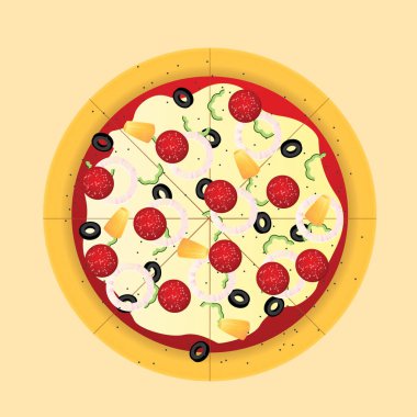 Pizzanın modern grafik ikonu vektör illüstrasyonu