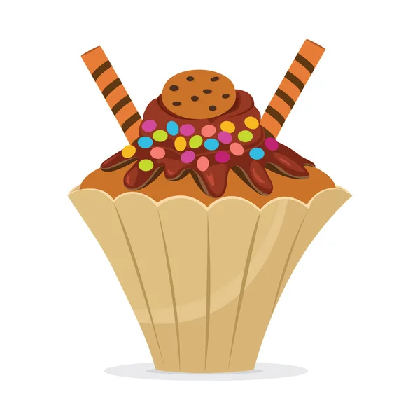 カップケーキのアイコンベクトルイラスト — ストックベクタ