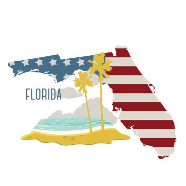 Florida haritasının modern grafik ikon vektör illüstrasyonu