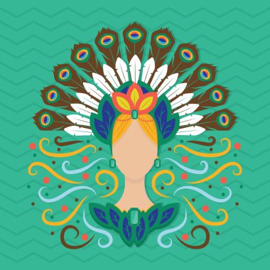 Karnaval maskeli basit stilize bayrak, vektör illüstrasyonu