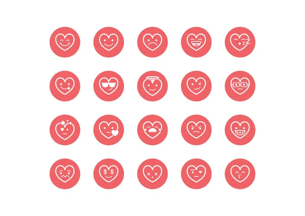 Corazones Simples Iconos Vector Ilustración — Vector de stock