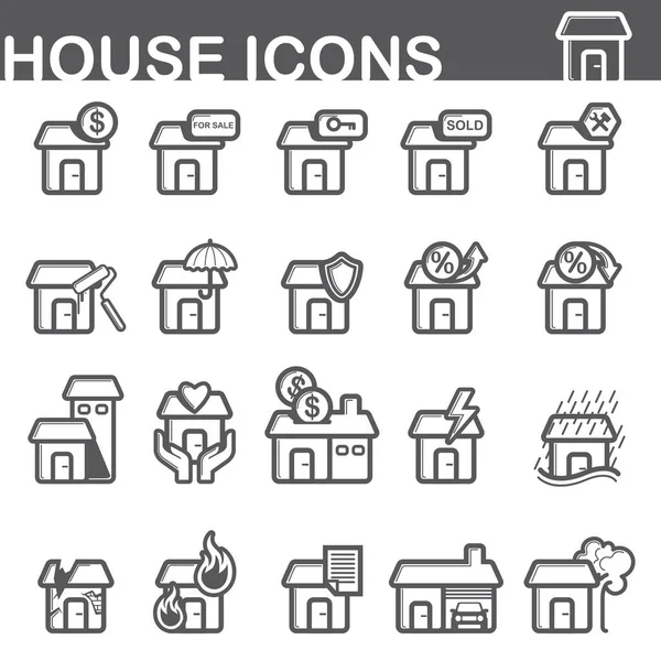 Modern Grafikus Vektor Illusztráció Házak Ikonok — Stock Vector