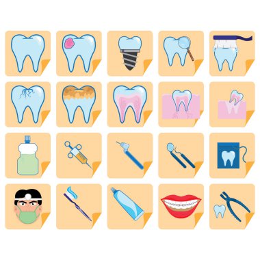 vektör çizimi, diş, diş hekimi 