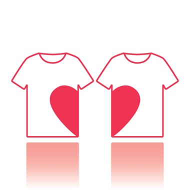 kalp t-shirtlerinin modern grafik ikon vektör illüstrasyonu