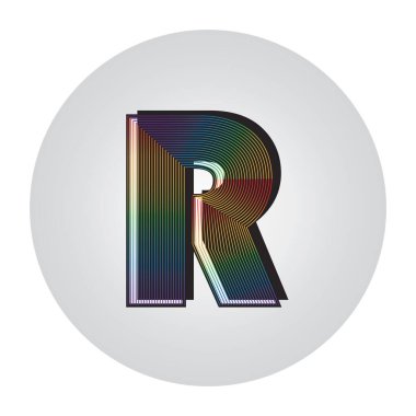 Gri arkaplanda izole edilmiş renkli alfabe harfi