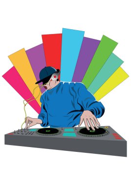 DJ konsept vektör illüstrasyonu 