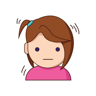 Çizgi film kızı, basit web simgesi, grafik vektör çizimi