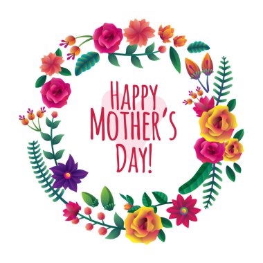 Çiçek tarzında anneler günü için vektör tebrik kartı.