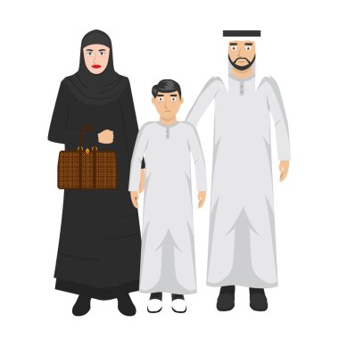 Müslüman insan çizgi film karakterinin renkli vektör çizimi 