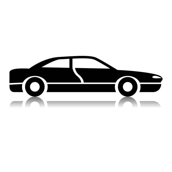 Icono Negro Coche Aislado Sobre Fondo Blanco — Vector de stock