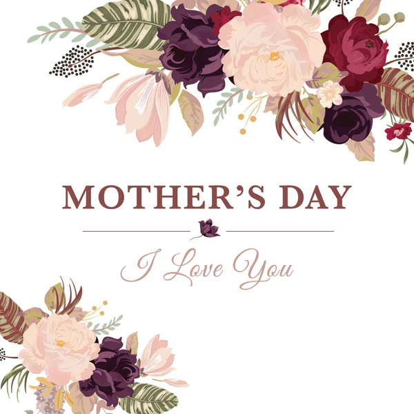 花のスタイルで母の日のお祝いのためのベクトル挨拶カード — ストックベクタ