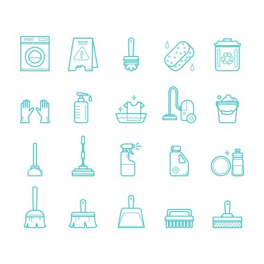 Tasarımınız için temizleme simgelerinin vektör şablonu