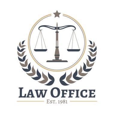 Hukuk firması için renkli logot şablonu, vektör illüstrasyonu 