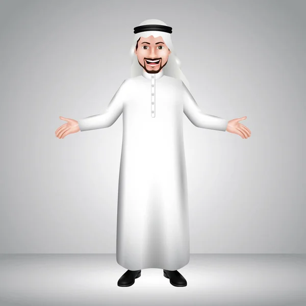 Colorido Vector Ilustración Persona Musulmana Personaje Dibujos Animados — Vector de stock