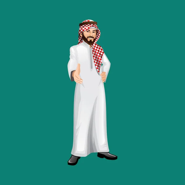 カラフルなベクトル図のイスラム教徒の人の漫画のキャラクター — ストックベクタ