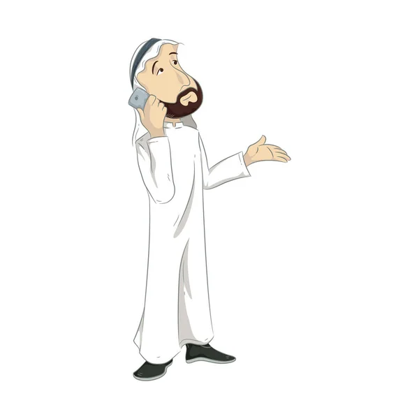 穆斯林卡通人物的彩色矢量图解 — 图库矢量图片