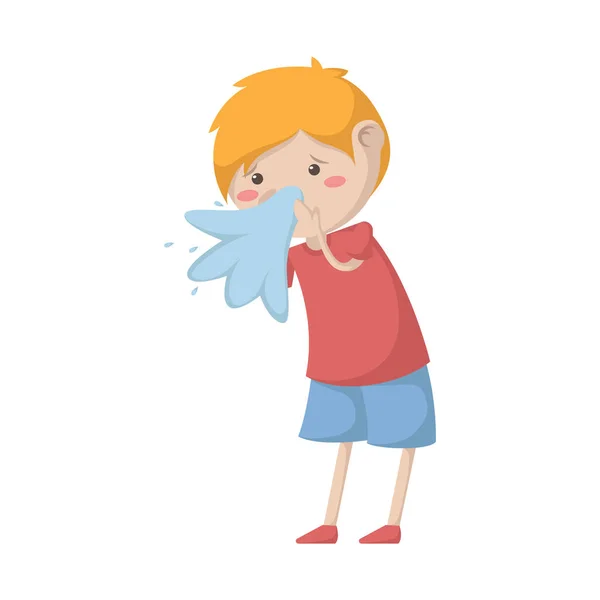 Sick Boy Vector Illustration Icon Element Background — Stock Vector