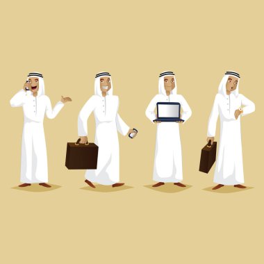 Müslüman insan çizgi film karakterinin renkli vektör çizimi 