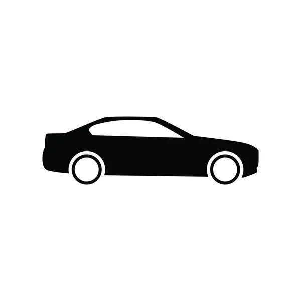 Zwart Pictogram Van Auto Geïsoleerd Witte Achtergrond — Stockvector