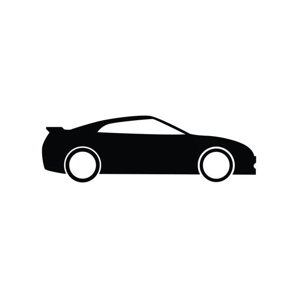 Icono Negro Coche Aislado Sobre Fondo Blanco — Vector de stock