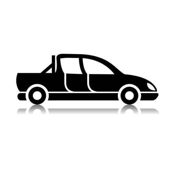 Icono Negro Coche Aislado Sobre Fondo Blanco — Vector de stock