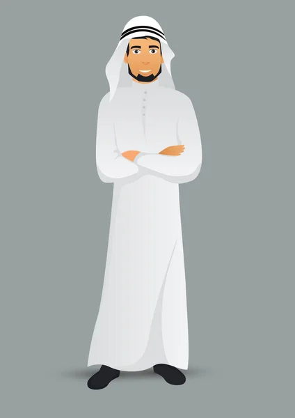 Illustrazione Vettoriale Colorata Del Personaggio Dei Cartoni Animati Musulmano — Vettoriale Stock