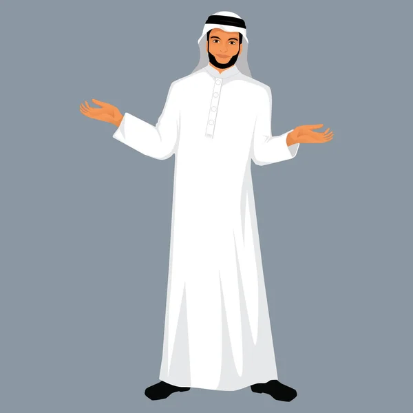 Ilustração Vetorial Colorida Personagem Desenho Animado Pessoa Muçulmana — Vetor de Stock