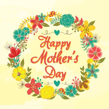 Çiçek tarzında anneler günü için vektör tebrik kartı.