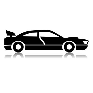 Beyaz arkaplanda siyah araç simgesi