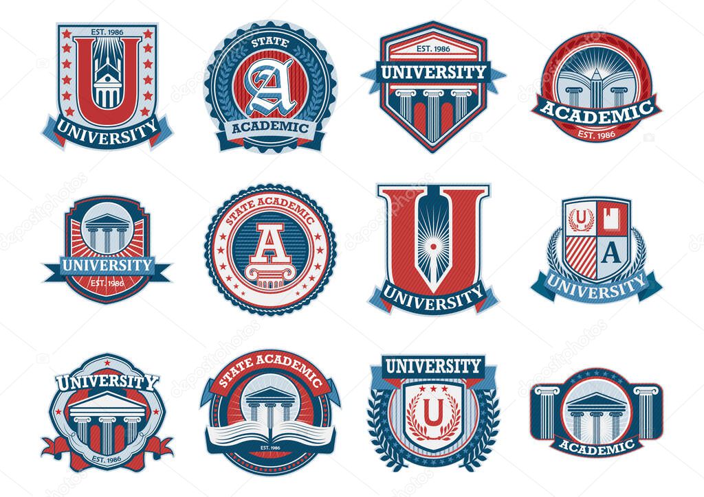 Colorful logotype of educational institution. Vector template for education theme
