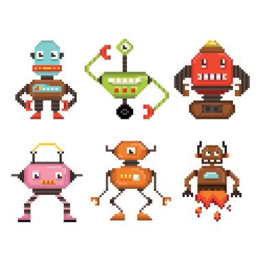 Robotlar vektör illüstrasyonu, simge ögesi arkaplanı