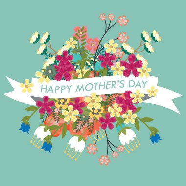 Çiçek tarzında anneler günü için vektör tebrik kartı.