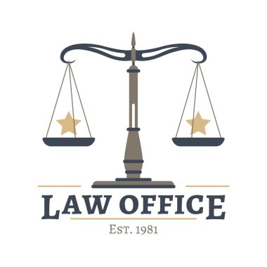 Hukuk firması için renkli logot şablonu, vektör illüstrasyonu 