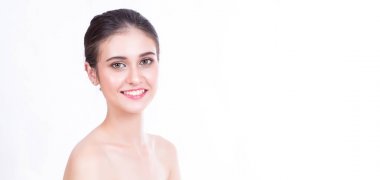 Gülümseyen güzel genç Asyalı kadın wi Panoramik afiş görüntü